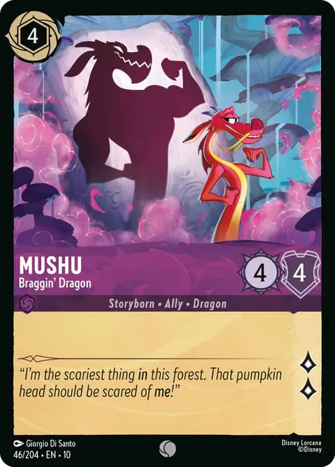 Mushu — Braggin' Dragon, card 46 from Whispers in the Well