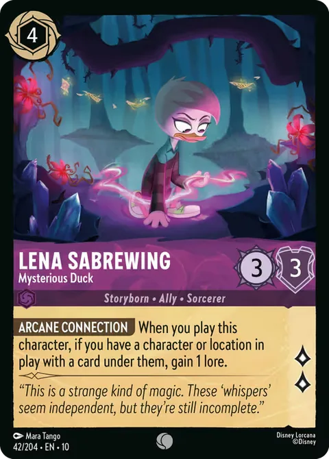 Lena Sabrewing — Mysterious Duck, card 42 from Whispers in the Well