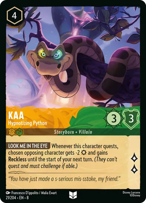 Kaa — Hypnotizing Python, carte 21 de Reign of Jafar