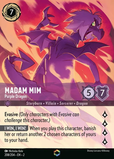 Madam Mim — Purple Dragon, card 208 from Rise of the Floodborn