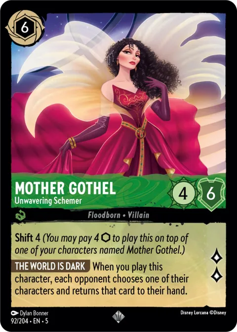 Mother Gothel — Unwavering Schemer, card 92 from Shimmering Skies