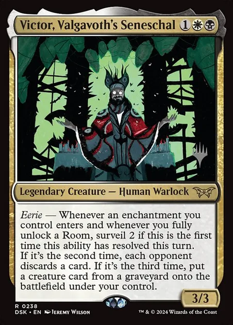 Victor, Valgavoth's Seneschal, carte 238p de Duskmourn: House of Horror Promos