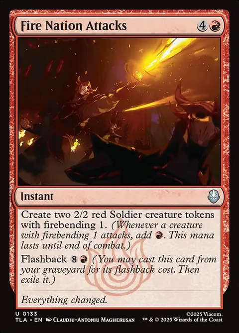 Fire Nation Attacks, card 133 from Avatar: The Last Airbender