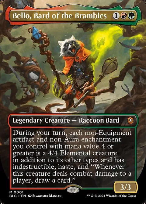 Bello, Bard of the Brambles, card 1 from Bloomburrow Commander
