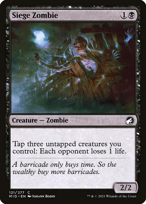Siege Zombie, card 121 from Innistrad: Midnight Hunt