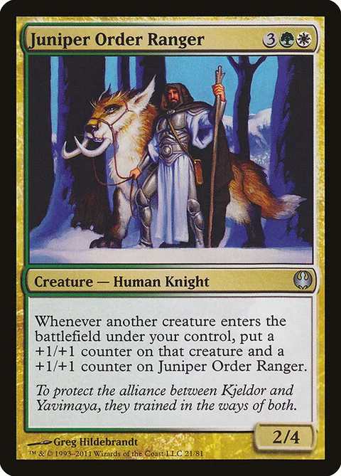 Juniper Order Ranger, card 21 from Duel Decks: Knights vs. Dragons