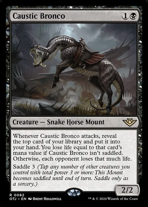 Caustic Bronco, card 82p from Outlaws of Thunder Junction Promos