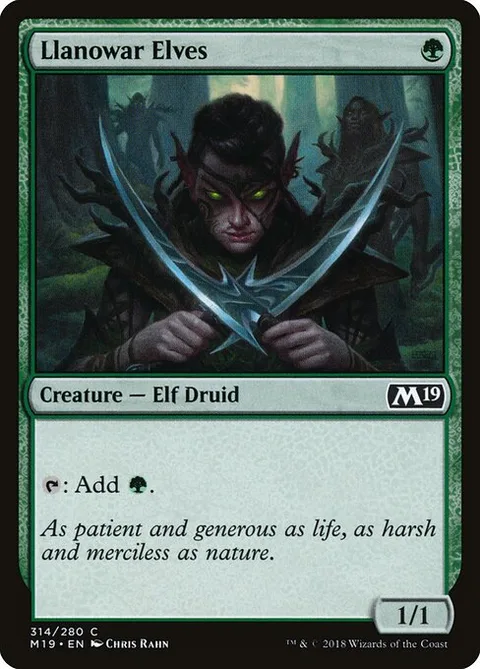 Llanowar Elves, carte 314 de Core Set 2019