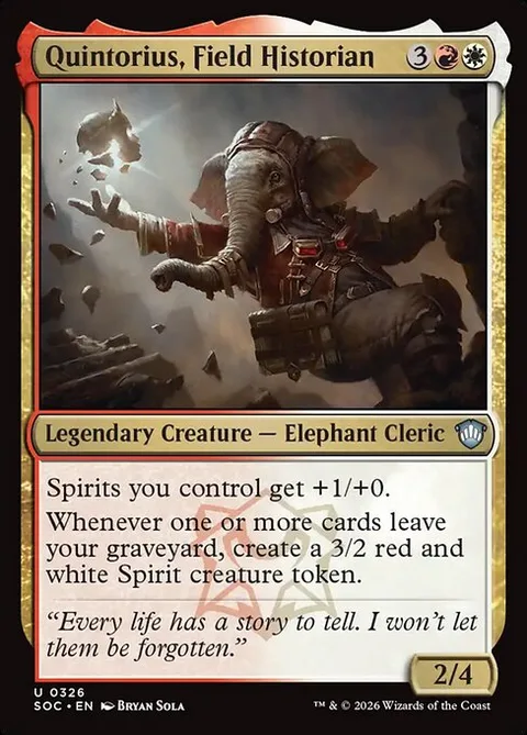 Quintorius, Field Historian, card 326 from Secrets of Strixhaven Commander