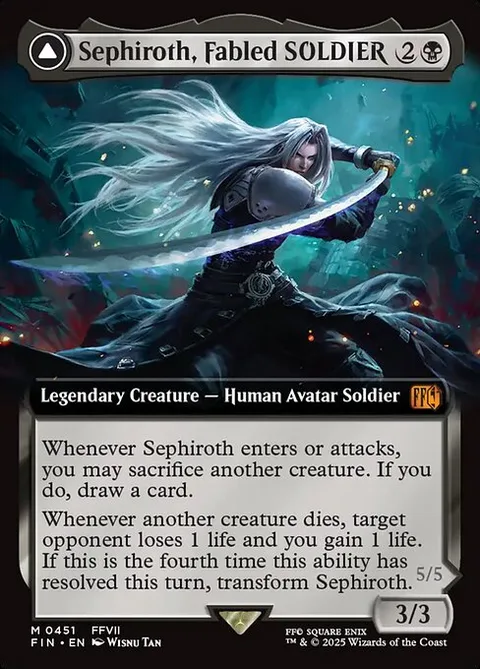 Sephiroth, Fabled SOLDIER // Sephiroth, One-Winged Angel, card 451 from Final Fantasy