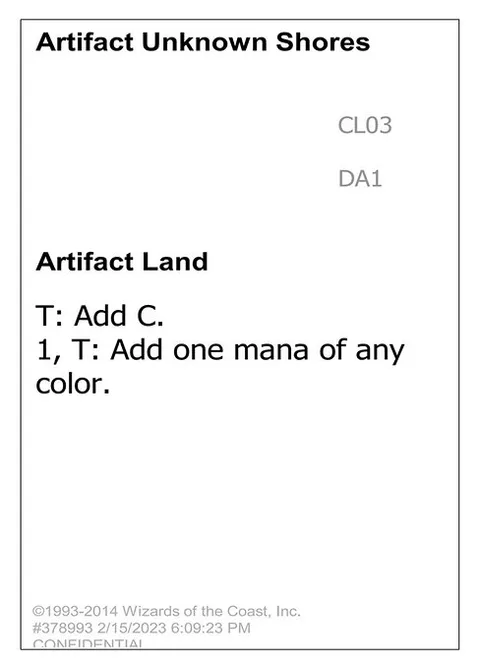 Artifact Unknown Shores, card CL03a from Unknown Event