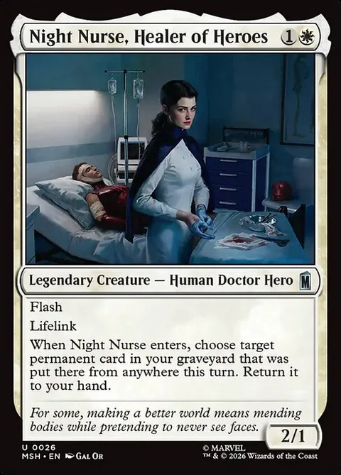 Night Nurse, Healer of Heroes, card 26 from Marvel Super Heroes