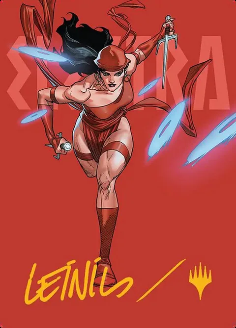 Elektra, Daughter of the Hand // Elektra, Daughter of the Hand, card 25 from Marvel Super Heroes Art Series