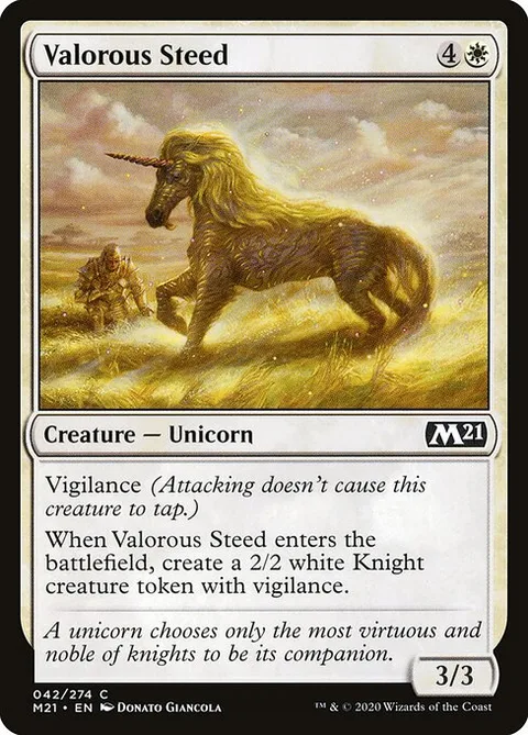 Valorous Steed, card 42 from Core Set 2021
