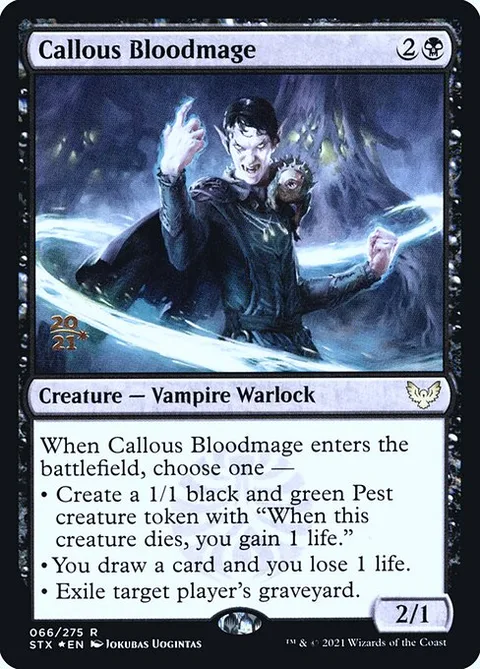 Callous Bloodmage, card 66s from Strixhaven: School of Mages Promos