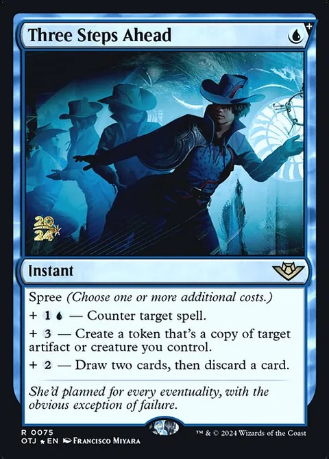 Three Steps Ahead, card 75s from Outlaws of Thunder Junction Promos
