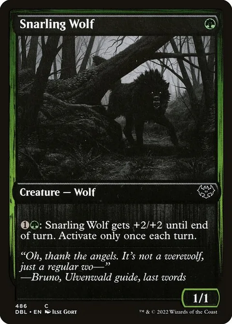 Snarling Wolf, card 486 from Innistrad: Double Feature
