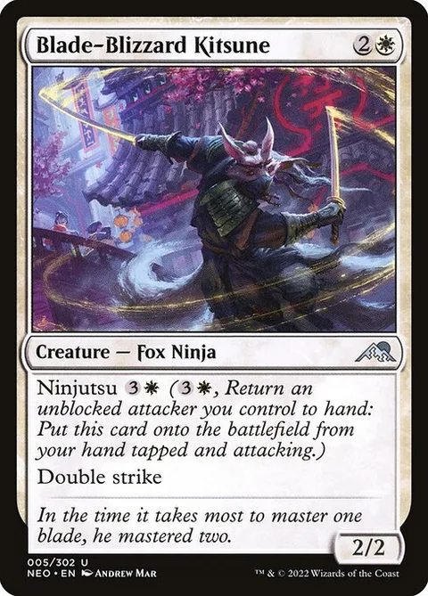 Blade-Blizzard Kitsune, card 5 from Kamigawa: Neon Dynasty