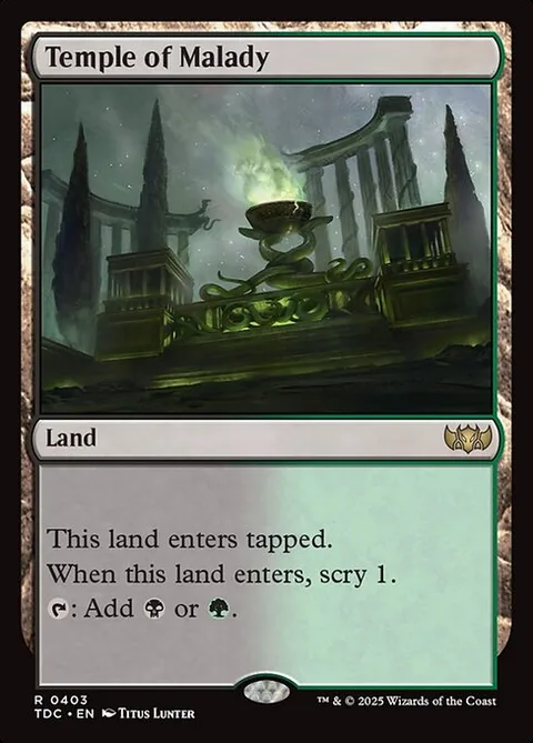 Temple of Malady, card 403 from Tarkir: Dragonstorm Commander
