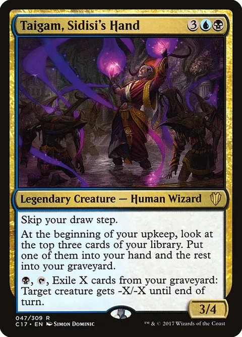 Taigam, Sidisi's Hand, card 47 from Commander 2017