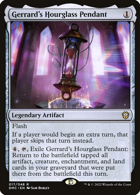 Gerrard's Hourglass Pendant, card 17 from Dominaria United Commander