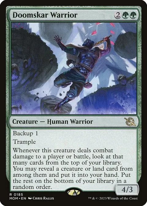Doomskar Warrior, card 185 from March of the Machine