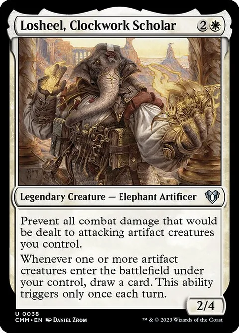 Losheel, Clockwork Scholar, card 38 from Commander Masters