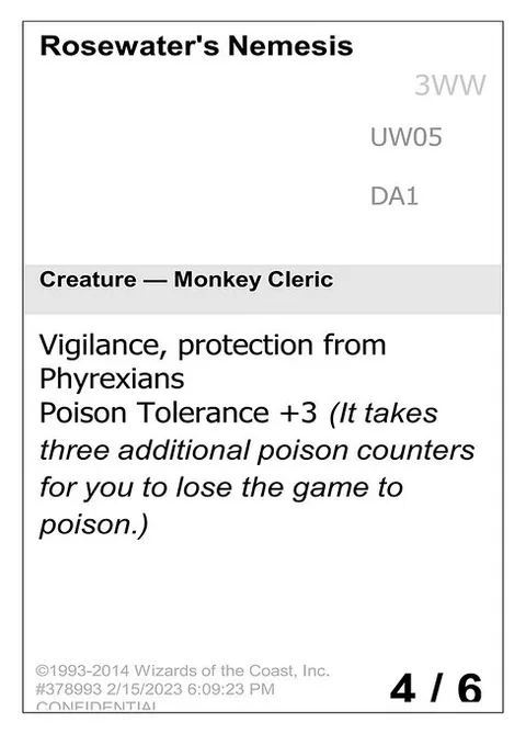 Rosewater's Nemesis, carte UW05 de Unknown Event