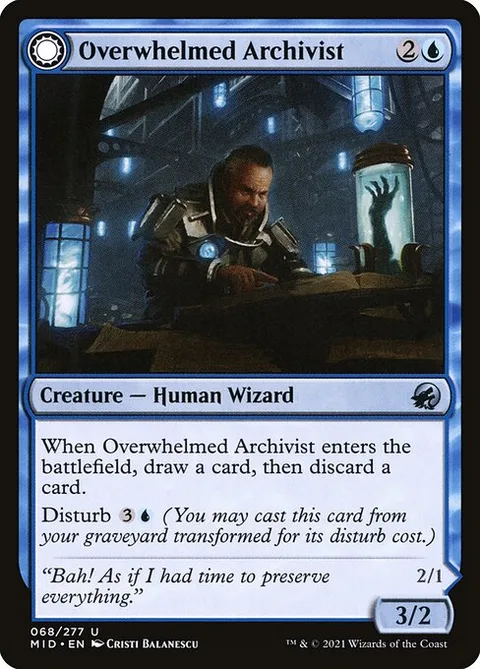 Overwhelmed Archivist // Archive Haunt, card 68 from Innistrad: Midnight Hunt
