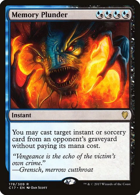 Memory Plunder, card 178 from Commander 2017