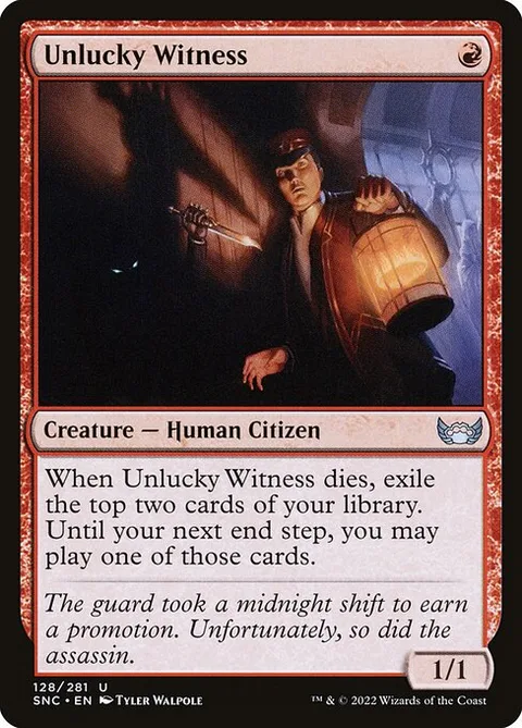 Unlucky Witness, card 128 from Streets of New Capenna
