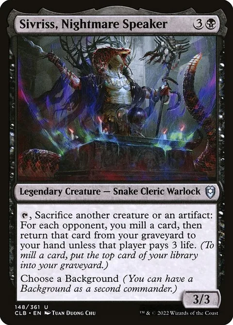 Sivriss, Nightmare Speaker, card 148 from Commander Legends: Battle for Baldur's Gate