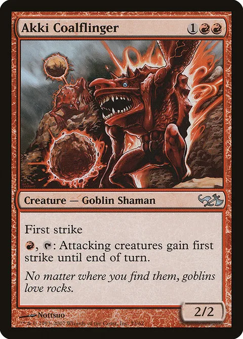 Akki Coalflinger, card 33 from Duel Decks: Elves vs. Goblins