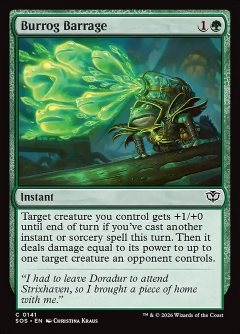 Burrog Barrage, card 141 from Secrets of Strixhaven
