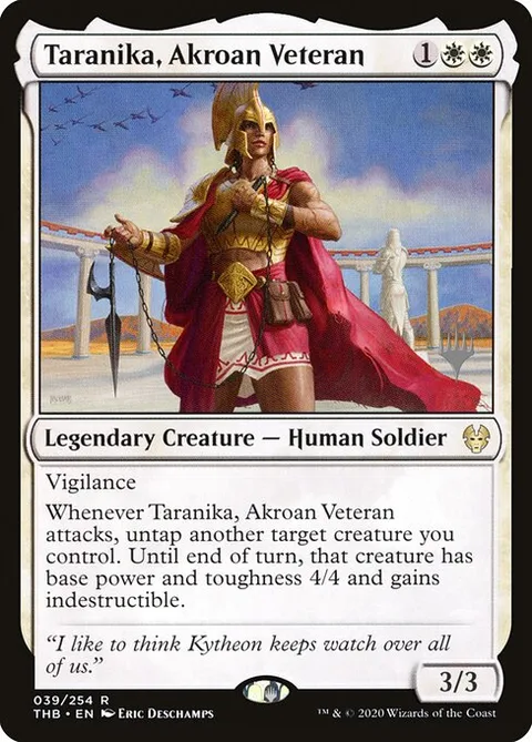Taranika, Akroan Veteran, carte 39p de Theros Beyond Death Promos