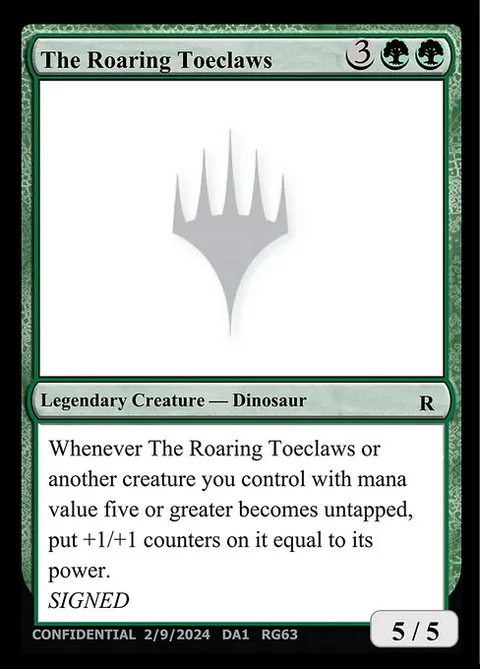 The Roaring Toeclaws, card RG63 from Unknown Event