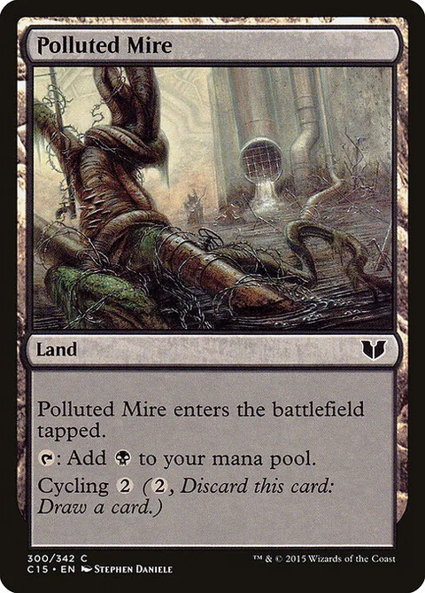 Polluted Mire, card 300 from Commander 2015