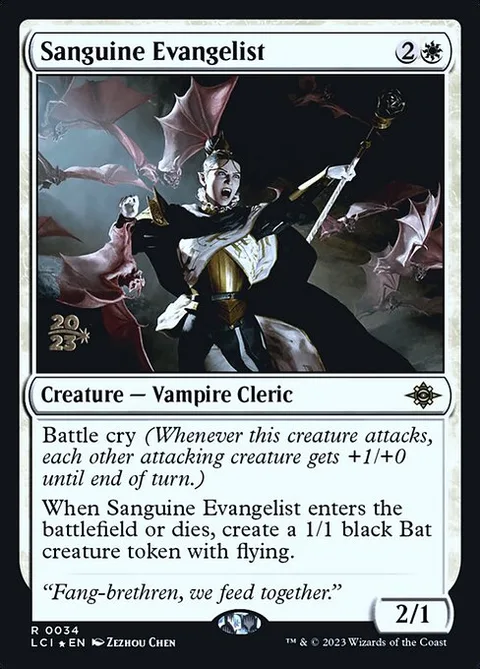 Sanguine Evangelist, card 34s from The Lost Caverns of Ixalan Promos
