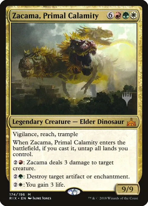 Zacama, Primal Calamity, card 174p from Rivals of Ixalan Promos