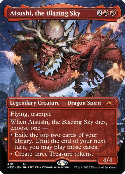 Atsushi, the Blazing Sky, card 410 from Kamigawa: Neon Dynasty