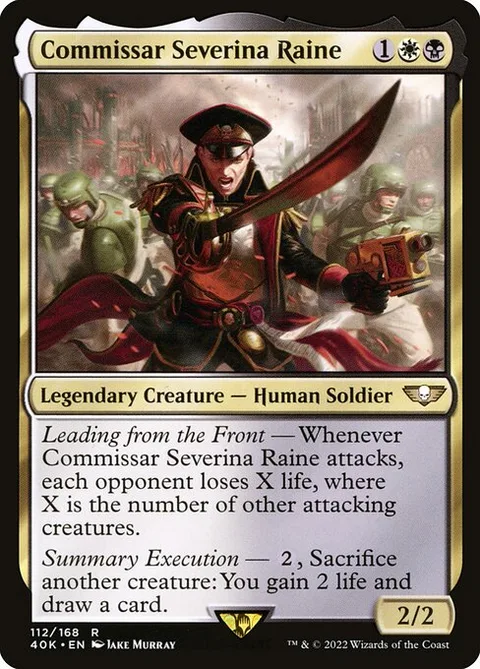 Commissar Severina Raine, card 112 from Warhammer 40,000 Commander