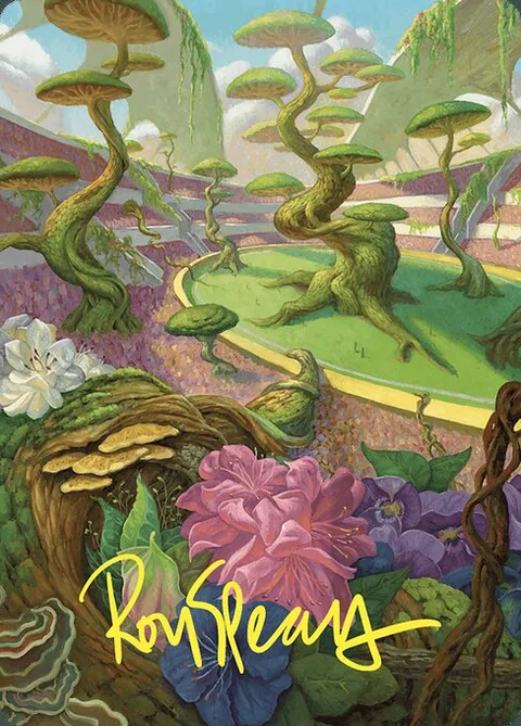 Undergrowth Stadium // Undergrowth Stadium, card 49 from Commander Masters Art Series