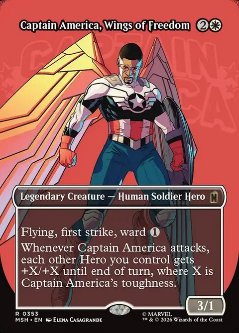 Captain America, Wings of Freedom, card 353 from Marvel Super Heroes