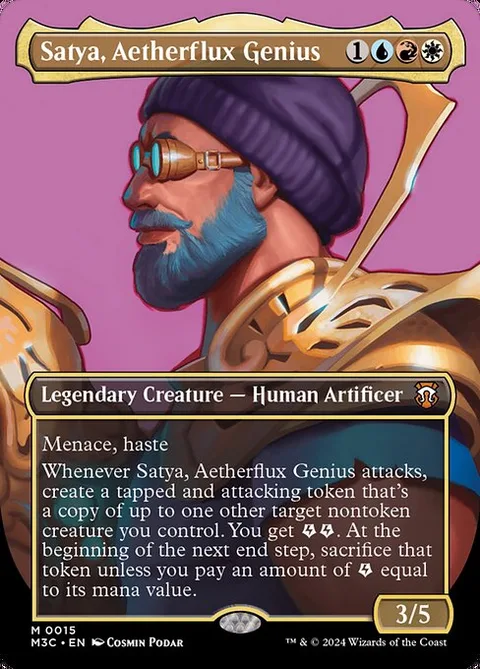 Satya, Aetherflux Genius, card 15 from Modern Horizons 3 Commander