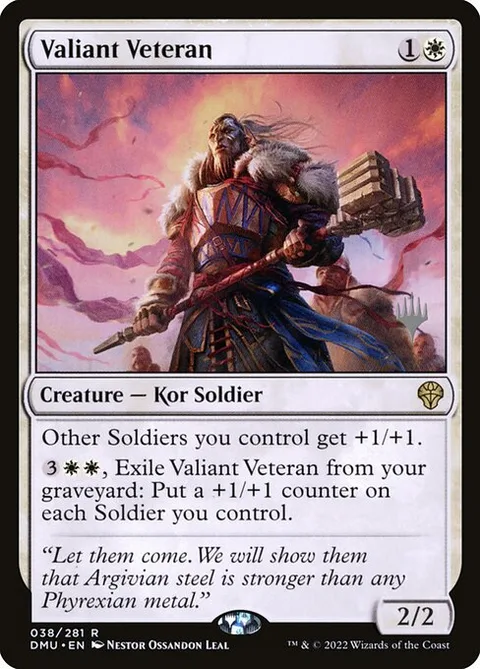 Valiant Veteran, card 38p from Dominaria United Promos
