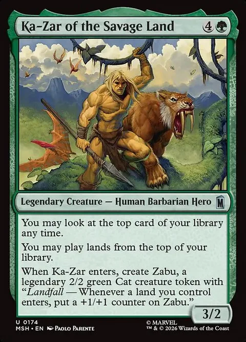 Ka-Zar of the Savage Land, carte 174 de Marvel Super Heroes