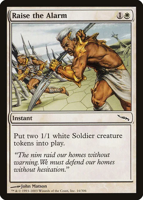 Raise the Alarm, card 16 from Mirrodin