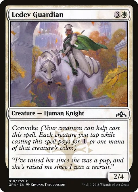 Ledev Guardian, card 18 from Guilds of Ravnica
