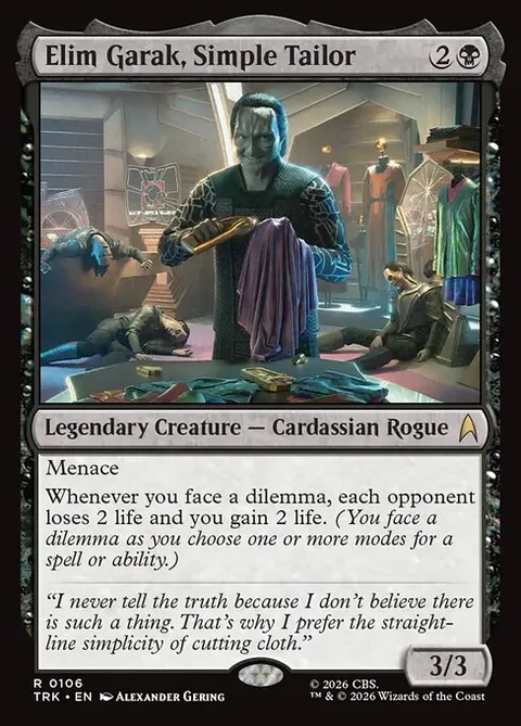 Elim Garak, Simple Tailor, card 106 from Star Trek