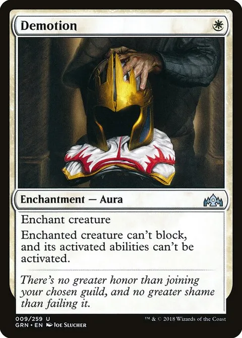 Demotion, card 9 from Guilds of Ravnica
